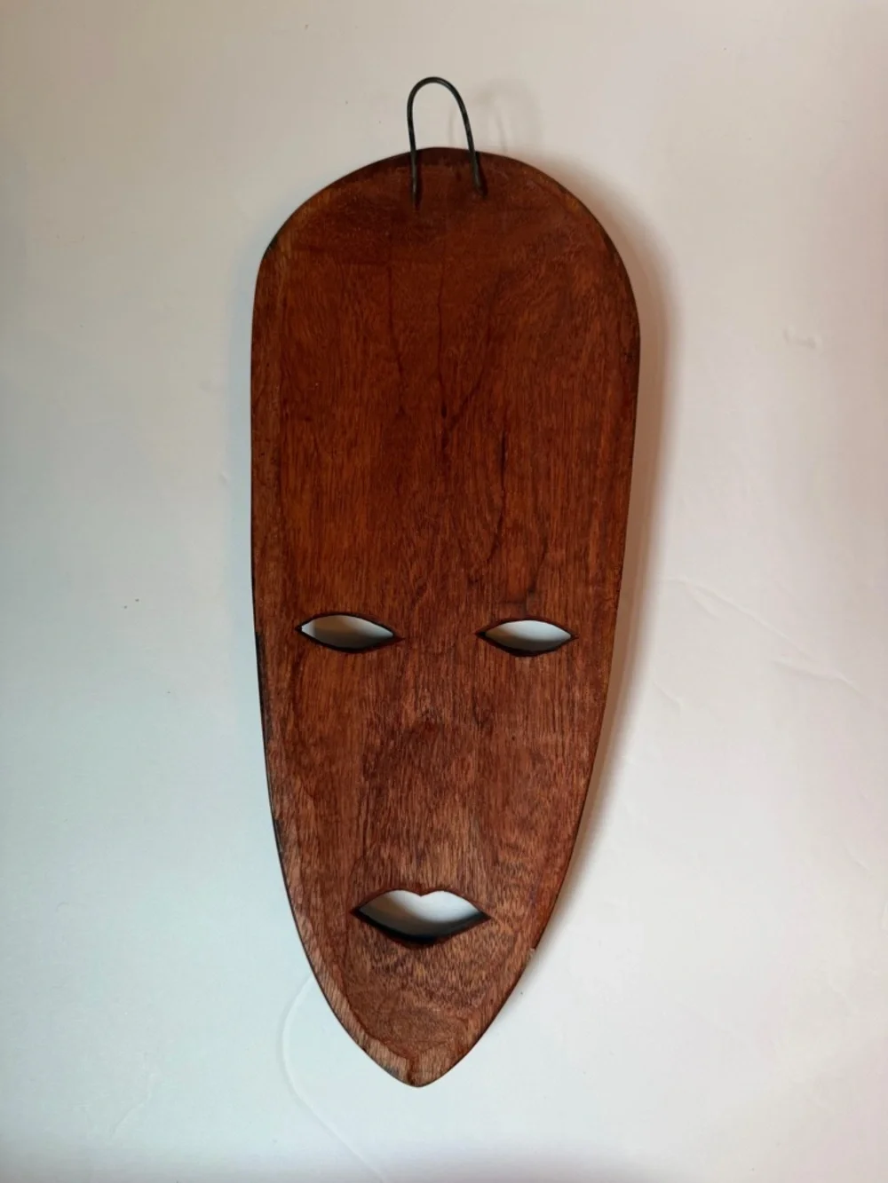 Vintage Hand Carved Wood African Mask Wall Art 11” Tribal Decor MCM